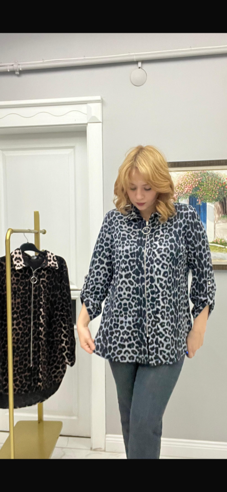 FERMUARLI LEOPAR GÖMLEK