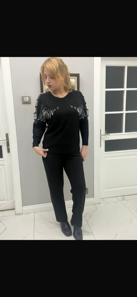 Melek kanat taşlı bluz