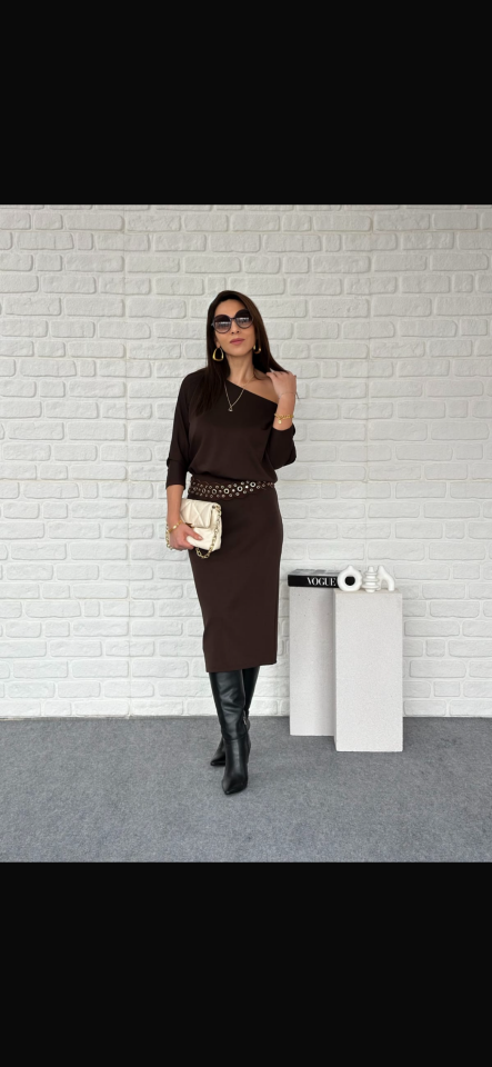 Kayık yaka modal elbise