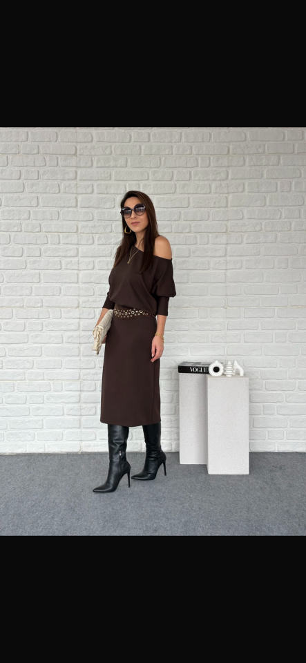 Kayık yaka modal elbise